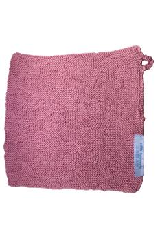 Knitted washcloth in old pink cotton width 22 cm 8,66 inch